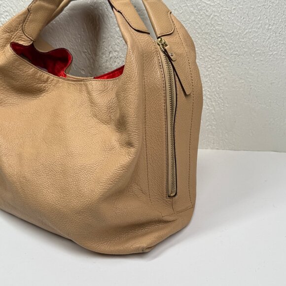 Kate Spade Mansfield Juniper Hobo Shoulder Bag Beige Leather Dual Zip Slouchy - Picture 4 of 16